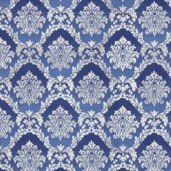 8' X 12' Blue and Ivory Damask Distressed Non Skid Area Rug