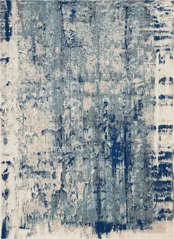 8' X 11' Ivory Blue and Slate Gray Abstract Non Skid Area Rug