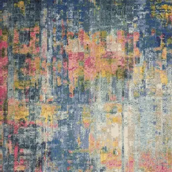 9' X 12' Blue and Yellow Abstract Power Loom Area Rug