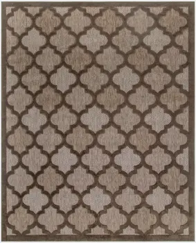 9' X 12' Dark Brown And Light Brown Trellis Indoor Outdoor Area Rug