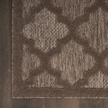 9' X 12' Dark Brown And Light Brown Trellis Indoor Outdoor Area Rug