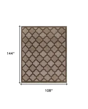 9' X 12' Dark Brown And Light Brown Trellis Indoor Outdoor Area Rug