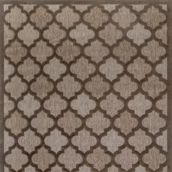 9' X 12' Dark Brown And Light Brown Trellis Indoor Outdoor Area Rug