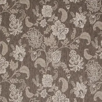 9' X 12' Brown And Ivory Floral Indoor Outdoor Area Rug