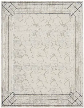 9' X 12' Ivory Black and Taupe Geometric Non Skid Area Rug