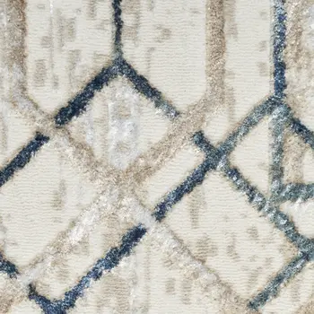 9' X 12' Ivory Black and Taupe Geometric Non Skid Area Rug
