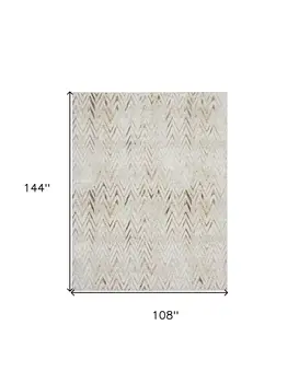 9' X 12' Ivory Black and Gray Chevron Distressed Non Skid Area Rug