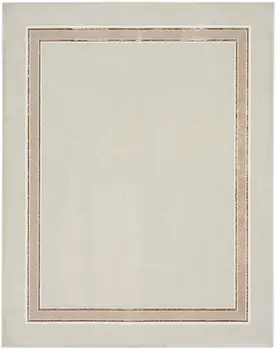 9' X 12' Gray Ivory and Cream Geometric Non Skid Area Rug
