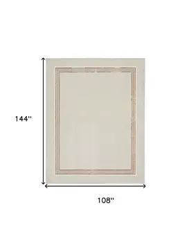 9' X 12' Gray Ivory and Cream Geometric Non Skid Area Rug