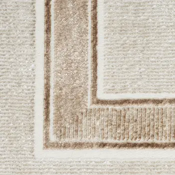 9' X 12' Gray Ivory and Cream Geometric Non Skid Area Rug