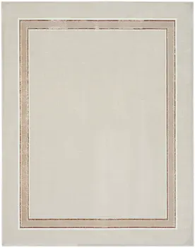 9' X 12' Gray Ivory and Cream Geometric Non Skid Area Rug