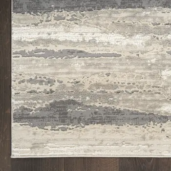 9' X 12' Beige Ivory and Gray Abstract Non Skid Area Rug