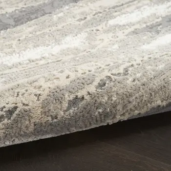9' X 12' Beige Ivory and Gray Abstract Non Skid Area Rug