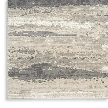 9' X 12' Beige Ivory and Gray Abstract Non Skid Area Rug