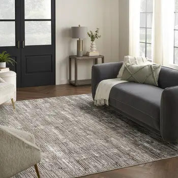 9' X 12' Brown and Ivory Abstract Non Skid Area Rug