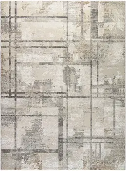 9' X 12' Ivory and Gray Abstract Non Skid Area Rug