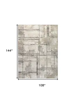 9' X 12' Ivory and Gray Abstract Non Skid Area Rug