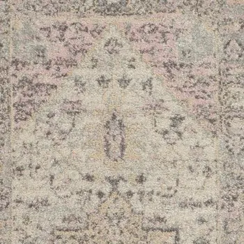 9' X 12' Ivory And Gray Floral Medallion Distressed Area Rug