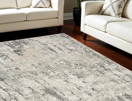 9' X 12' Cream Abstract Power Loom Area Rug