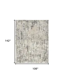 9' X 12' Cream Abstract Power Loom Area Rug