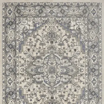 9' X 12' Cream Floral Power Loom Area Rug