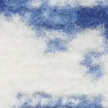 8' X 12' Ivory and Blue Geometric Distressed Non Skid Area Rug
