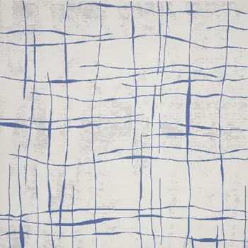 8' X 12' Ivory and Blue Abstract Geometric Distressed Non Skid Area Rug
