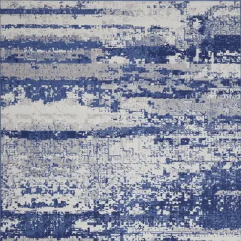 8' X 12' Ivory and Navy Blue Abstract Distressed Non Skid Area Rug