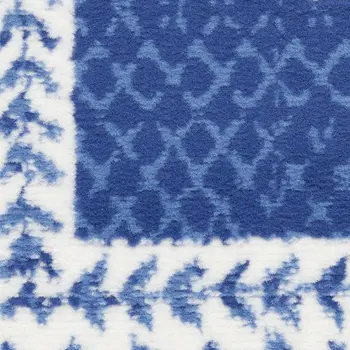 8' X 12' Ivory and Navy Blue Abstract Distressed Non Skid Area Rug