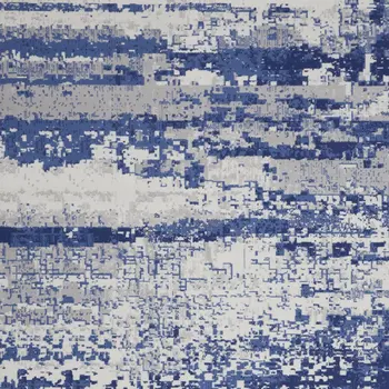 8' X 12' Ivory and Navy Blue Abstract Distressed Non Skid Area Rug