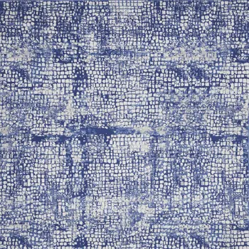 8' X 12' Ivory and Navy Blue Abstract Distressed Non Skid Area Rug