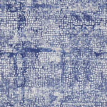 8' X 12' Ivory and Navy Blue Abstract Distressed Non Skid Area Rug