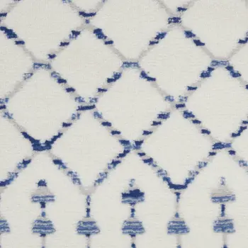 8' X 12' Ivory and Blue Geometric Distressed Non Skid Area Rug