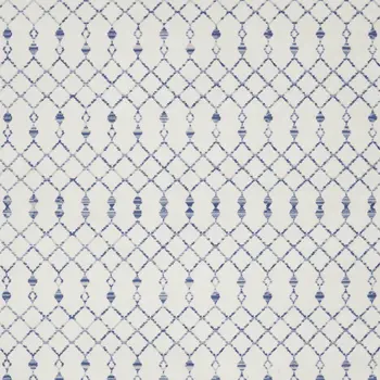 8' X 12' Ivory and Blue Geometric Distressed Non Skid Area Rug