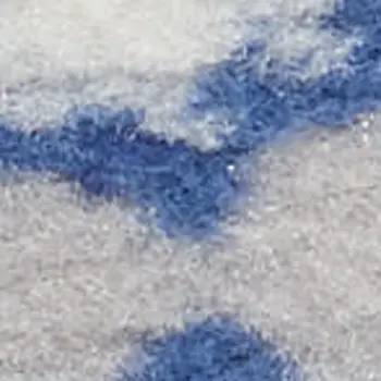 8' X 12' Ivory and Navy Blue Damask Distressed Non Skid Area Rug