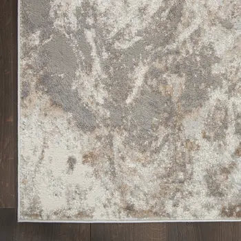 9' X 12' Ivory and Gray Abstract Non Skid Area Rug
