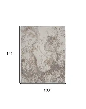 9' X 12' Ivory and Gray Abstract Non Skid Area Rug
