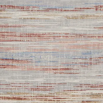9' X 12' Ivory Red and Blue Abstract Non Skid Area Rug