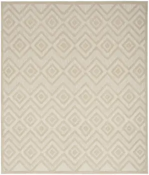 9' X 12' Cream And Beige Geometric Indoor Outdoor Area Rug