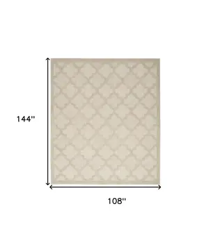 9' X 12' Cream And Beige Trellis Indoor Outdoor Area Rug