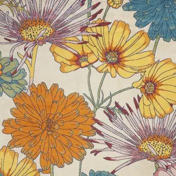 9' X 12' Cream Floral Power Loom Area Rug