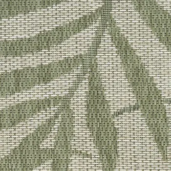 9' X 12' Ivory And Green Palm Leaf Indoor Outdoor Area Rug