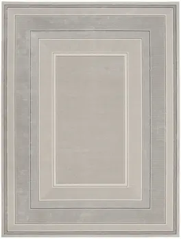 9' X 12' Silver and Ivory Geometric Non Skid Area Rug
