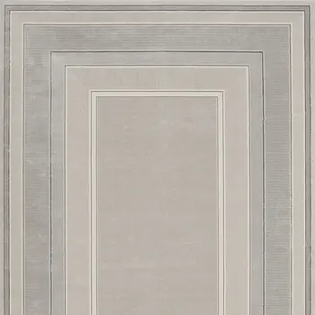 9' X 12' Silver and Ivory Geometric Non Skid Area Rug