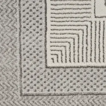 9' X 12' Silver and Ivory Geometric Non Skid Area Rug