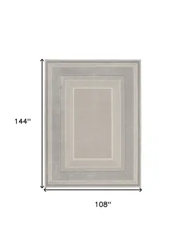 9' X 12' Silver and Ivory Geometric Non Skid Area Rug