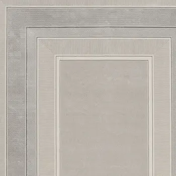 9' X 12' Silver and Ivory Geometric Non Skid Area Rug