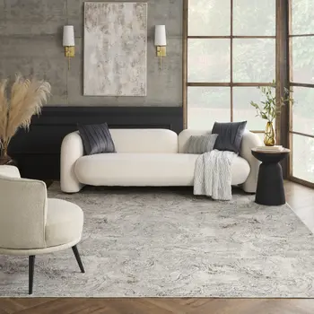 9' X 12' Gray and Brown Abstract Non Skid Area Rug