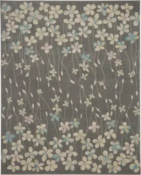 9' X 12' Beige And Gray Floral Area Rug