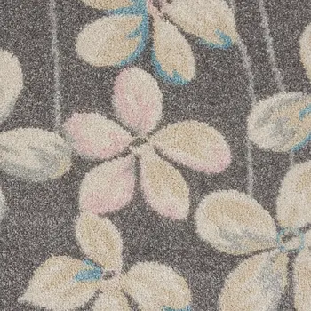9' X 12' Beige And Gray Floral Area Rug